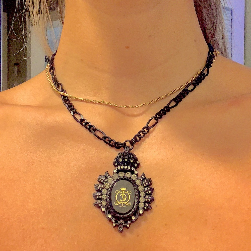 Juicy Couture Black crest necklace
